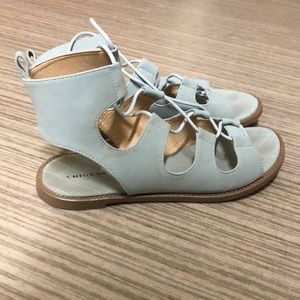 Blue lace up sandals